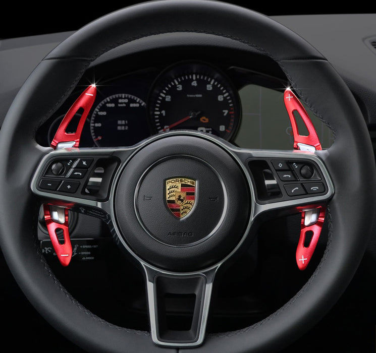 Red Steering Wheel Paddle Shifter Extension Covers For Porsche Cayenne Macan 911