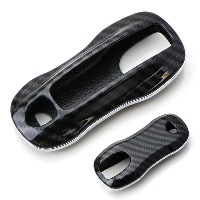 Black Glossy "Carbon Fiber" Key Fob Shell Cover For 2017-up Porsche Panamera G2