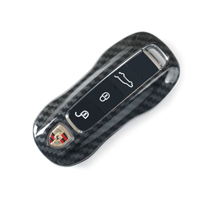 Black Glossy "Carbon Fiber" Key Fob Shell Cover For 2017-up Porsche Panamera G2