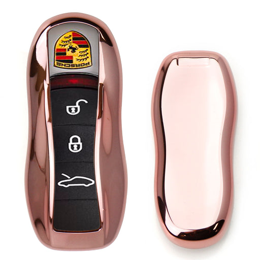 Rose Gold TPU Key Fob Cover Case compatible with Porsche Cayenne