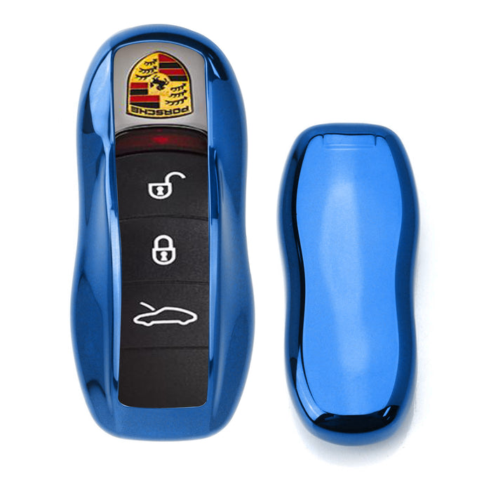 blue tpu key fob cover case compatible with Porsche Cayenne