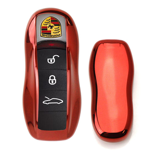 Metallic Red TPU Key Fob Case compatible with Porsche Macan