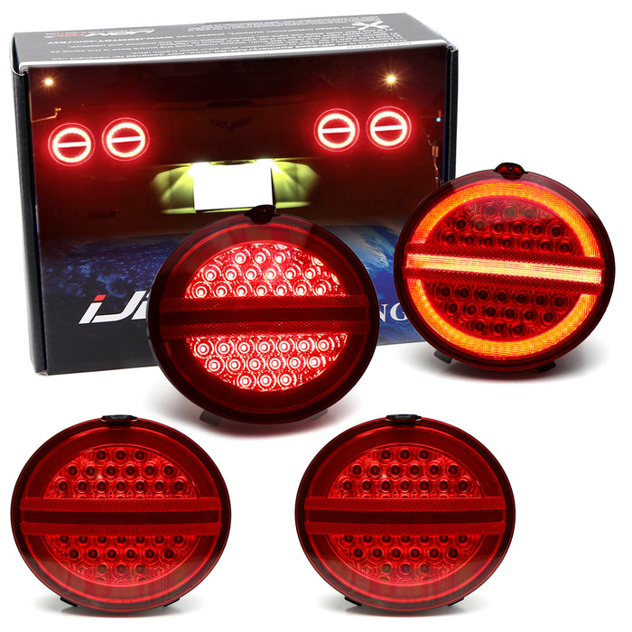 Red Lens w/ Chrome Reflex Full LED Halo/Laser Tail Lamps For 2005-13 C6 Corvette