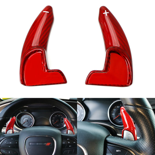 Red Carbon Fiber Steering Wheel Paddle Shifter Extension For Dodge Challenger...