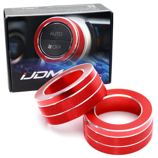 2pc Red Aluminum AC Climate Control Knob Decoration Covers For Toyota 19-up RAV4