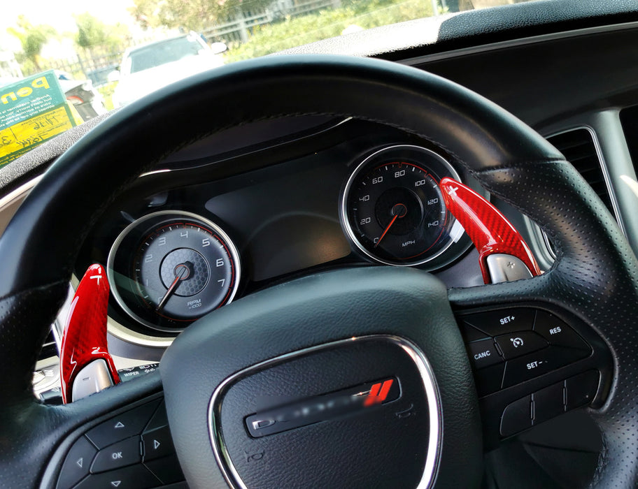 Red Carbon Fiber Steering Wheel Paddle Shifter Extension For Dodge Challenger...