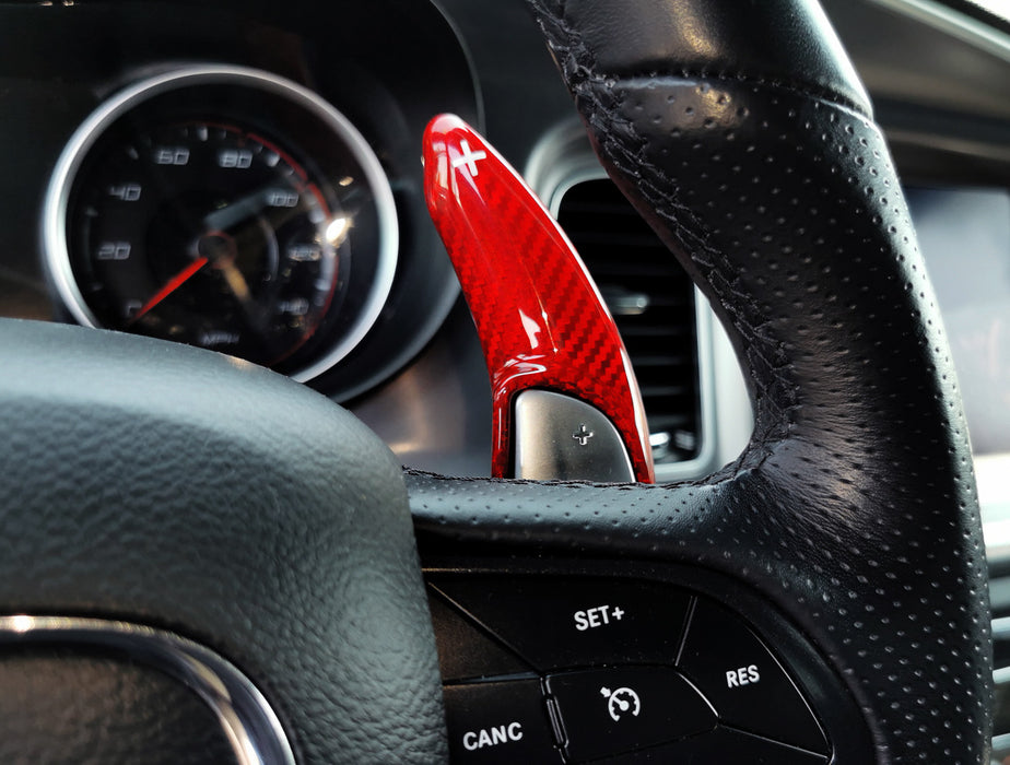 Red Carbon Fiber Steering Wheel Paddle Shifter Extension For Dodge Challenger...