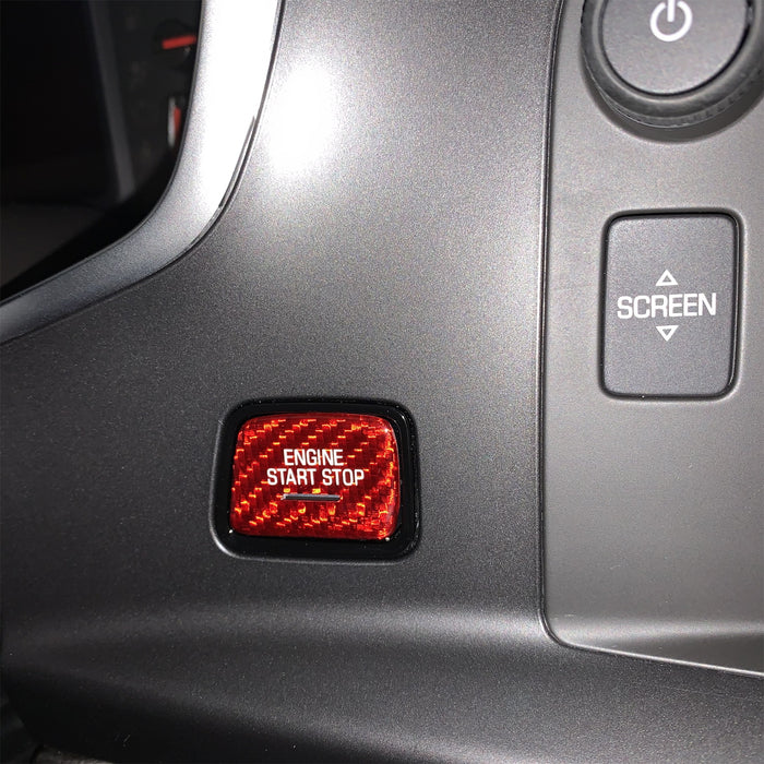 Red Real Carbon Fiber Engine Start Push Start Button Cover For 16+ Chevy Camaro