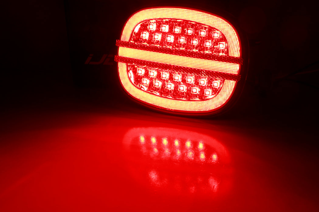 Red Lens w/ Chrome Reflex Full LED Halo/Laser Tail Lamps For 1990-96 C4 Corvette