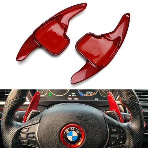 Red Carbon Steering Wheel Paddle Shifter Extension For BMW 2 3 4 X1 X3 X4 X5 X6