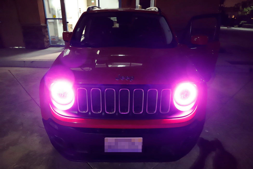 RGB LED Headlight Angel Eye Halo Ring Kit For 15+ Jeep Renegade 07-14 FJ Cruiser