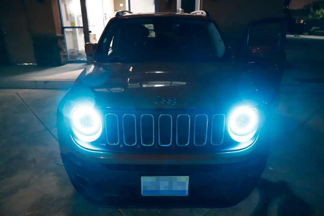 RGB LED Headlight Angel Eye Halo Ring Kit For 15+ Jeep Renegade 07-14 FJ Cruiser