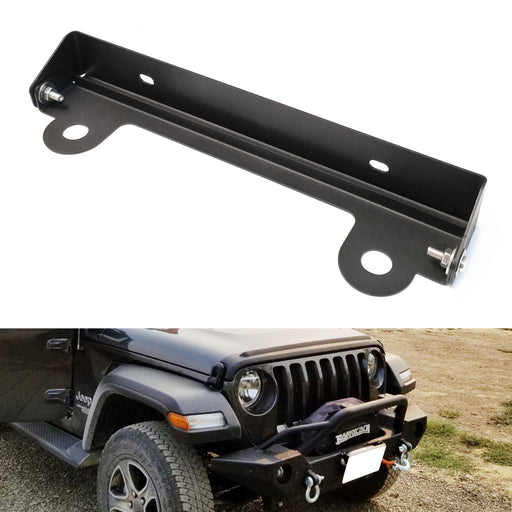 Set of Black Powder Coated Flip-Up Winch Roller Fairlead Hinge License Plate Holder Compatible with Jeep Truck SUV 4x4, etc