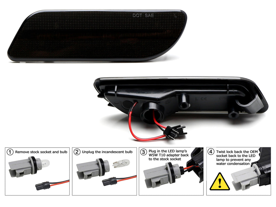 Smoked Lens Amber Full LED Front Side Markers For MBenz R170 SLK, W208 CLK Class