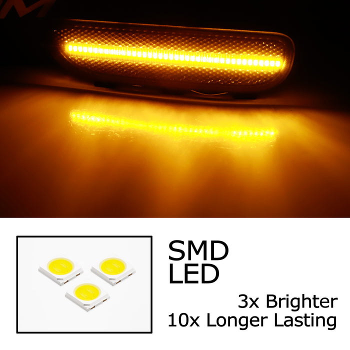 Smoked Lens Amber LED Front Reflector Replace Markers For BMW 01-03 3 Series 2Dr