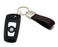 Twill Weave "Carbon" Style Black Leather Strap Key Chain w/ Sports Red Stitching