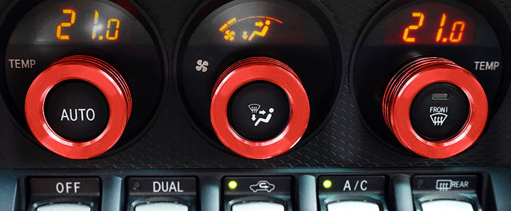 Red AC Climate Control Switch Knob Ring Covers For Scion FR-S, Toyota 86, BRZ