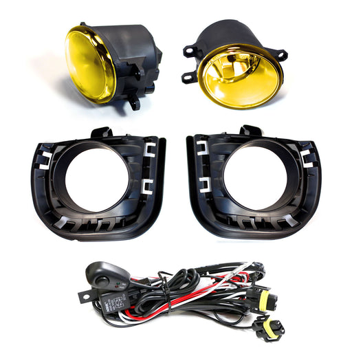 Complete Yellow Lens Fog Lights w/ Bulbs, Bezel Cover, Wiring For 14-16 Scion tC