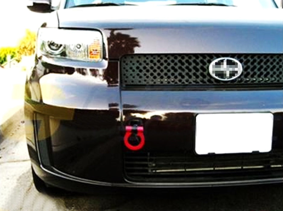 JDM Red Track Racing Style Tow Hook Ring Kit For Scion 2011-2013 tC 2004-2015 xB