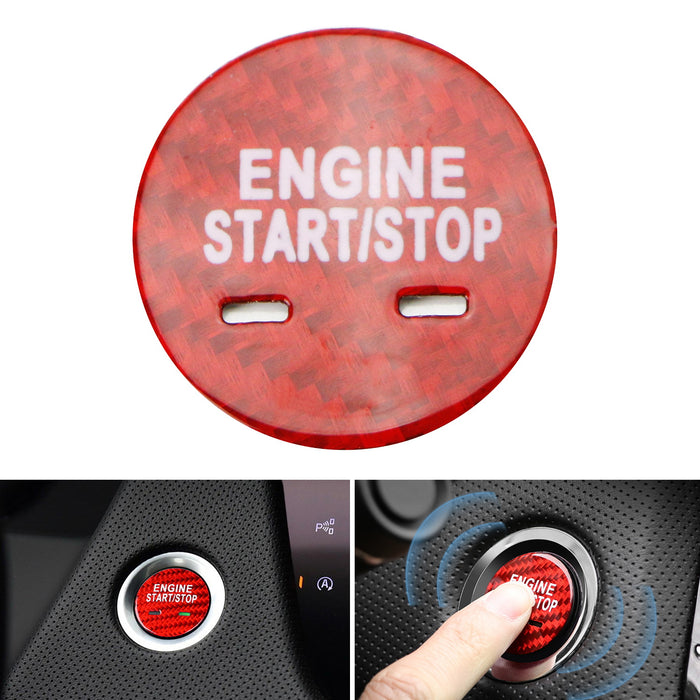 Red Real Carbon Fiber Keyless Engine Push Start Button For Cadillac Chevy GMC