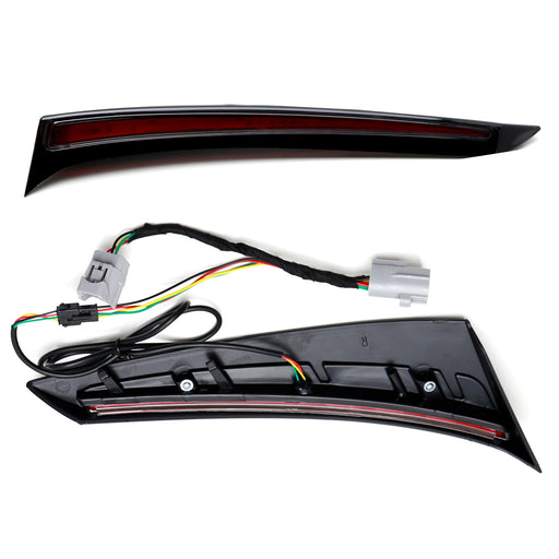 Dark Red Lens Rear Side Pillar LED Tail/Brake Light Trims For 21+ Toyota Sienna