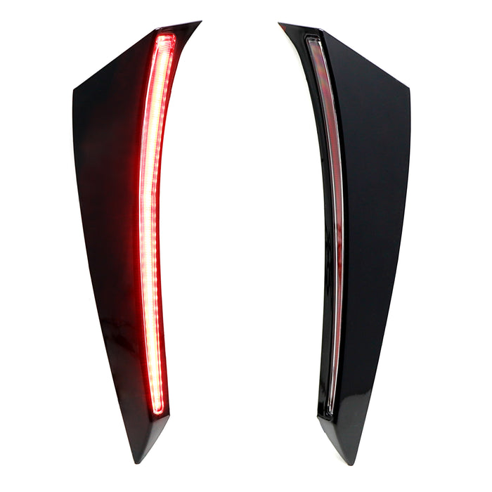 Dark Red Lens Rear Side Pillar LED Tail/Brake Light Trims For 21+ Toyota Sienna