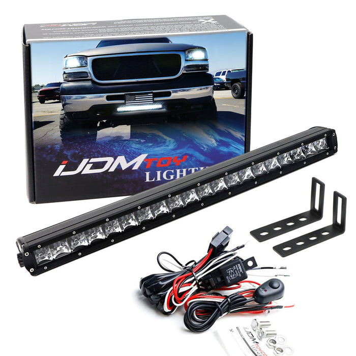 Lower Bumper Fit 20" LED Light Bar Kit w/ Brackets, Relay For 00-02 Chevy 2500HD