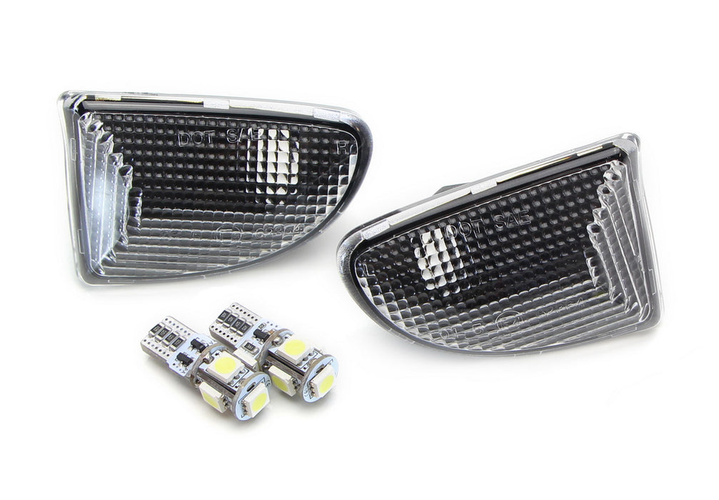 OEM-Spec Dark Clear Lens Side Marker Lamps w/ White LED Bulbs For 2007-15 Smart