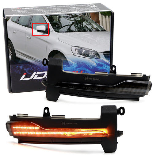 Smoke Lens Sequential Blink Full LED Side Mirror Cap Lights For 14-17 Volvo XC60