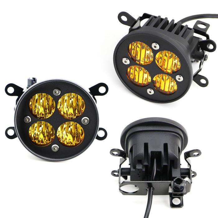 Yellow Lens 24W LED Wide Angle SAE Flood Beam Fog Light Kit For Subura WRX STI..