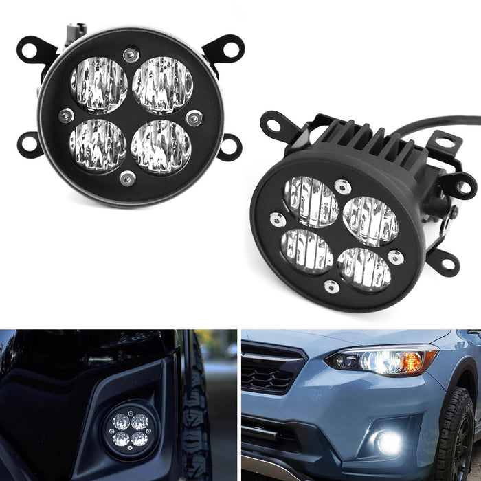 Clear Lens 24W LED Wide Angle SAE Flood Beam Fog Light Kit For Subura WRX STI..