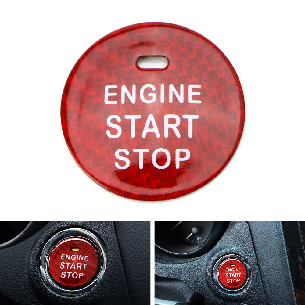 Red Real Carbon Fiber Engine Push Start Button For Subaru BRZ Crosstrek WRX STI