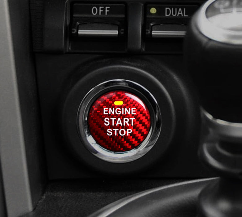 Red Real Carbon Fiber Engine Push Start Button For Subaru BRZ Crosstrek WRX STI