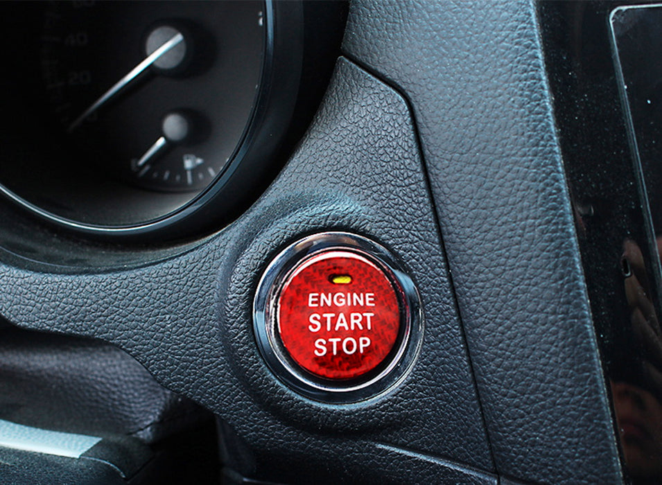 Red Real Carbon Fiber Engine Push Start Button For Subaru BRZ Crosstrek WRX STI