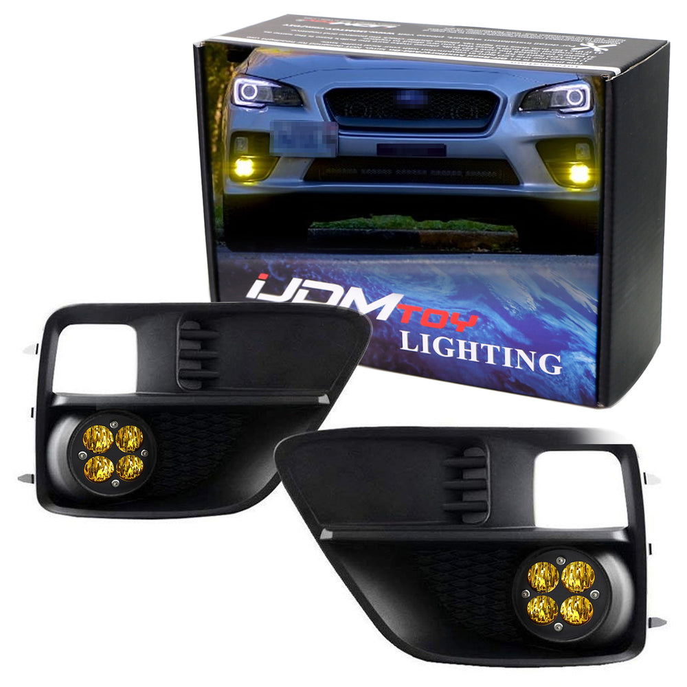 Yellow 24W High Power 4xO LED Fog Light Kit w/Bezel/Relay For 2015-2017 WRX/STI