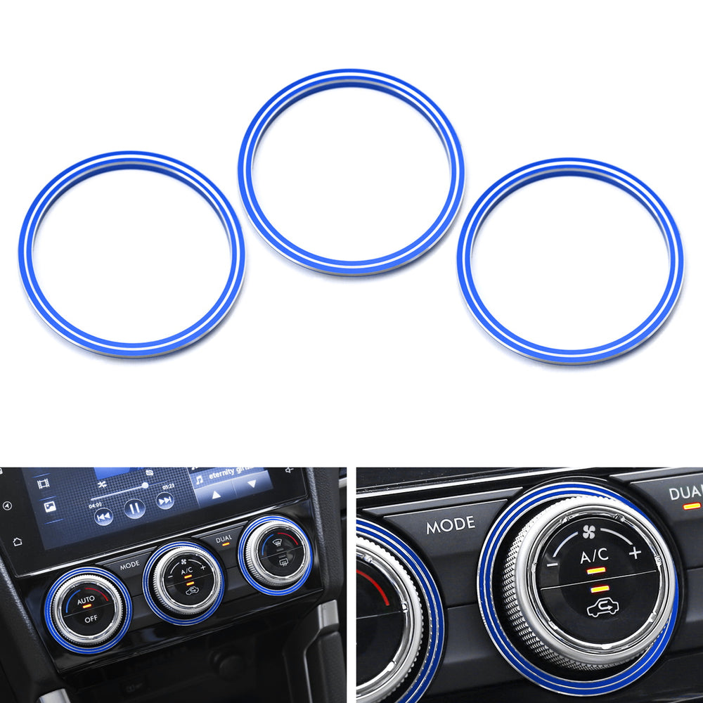 Blue Aluminum AC Climate Control Outer Ring Covers For Subaru Impreza WRX/STi