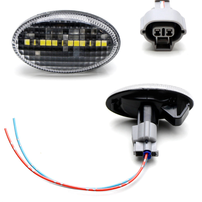 JDM-Spec Full White LED Fender Side Markers w/Adapter Wire For Impreza Forester