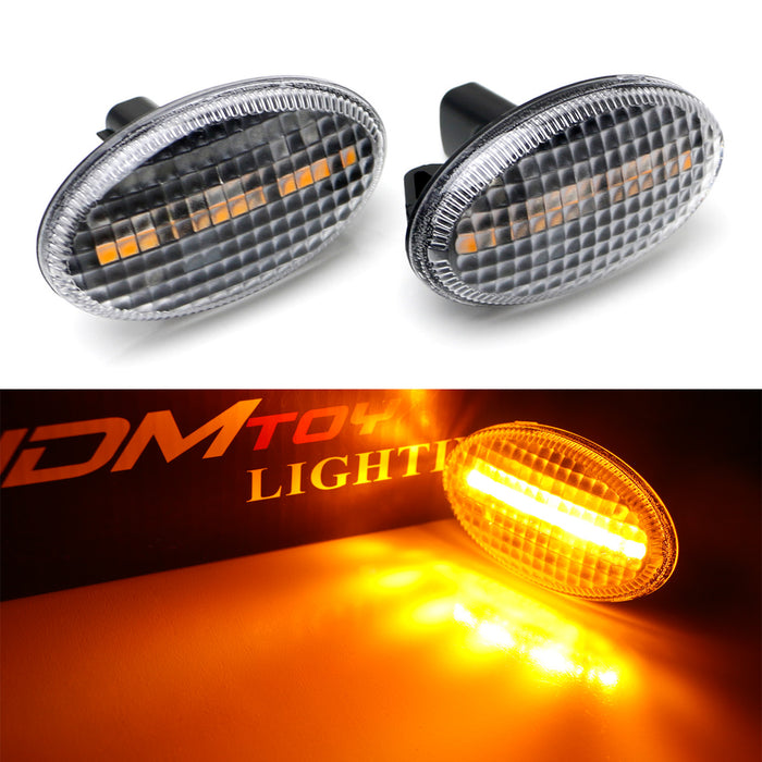 JDM Spec Clear/Black 15-LED Amber Side Markers For 00-07 Subaru Impreza WRX STI