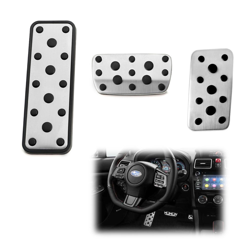 3pc Set Track Design Silver Foot Pedal Covers For Subaru Outback Legacy Auto T