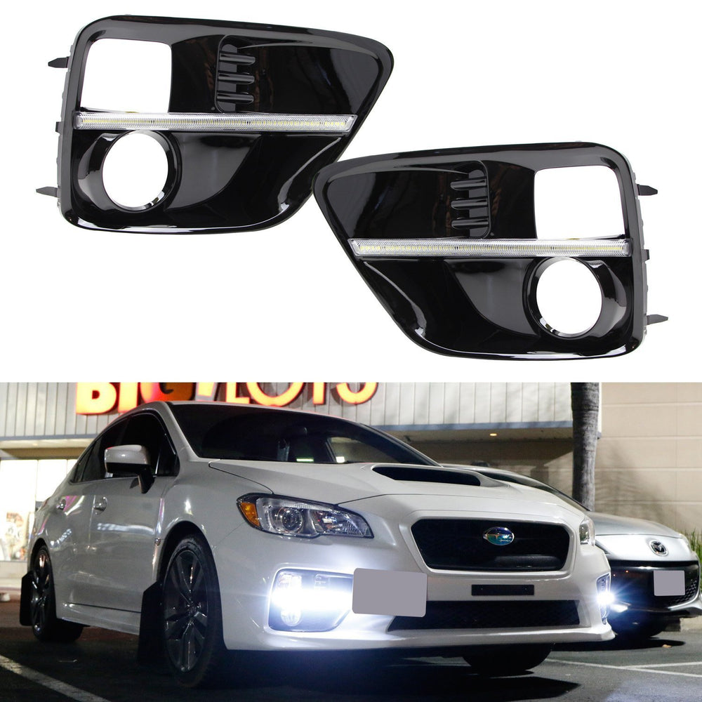 JDM S4 LED Daytime Running Lights DRL Fog Light Bezels For 15-17 Subaru WRX STi