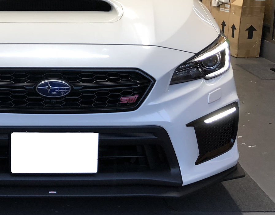 White/Amber Sequential/Switchback LED DRL Fog Bezels For 2018-21 Subaru WRX STI