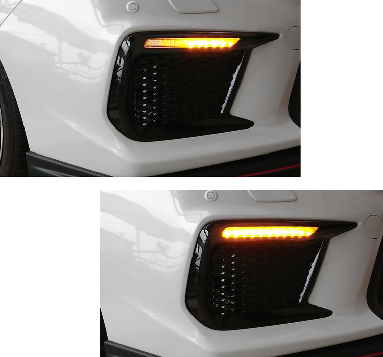 White/Amber Sequential/Switchback LED DRL Fog Bezels For 2018-21 Subaru WRX STI