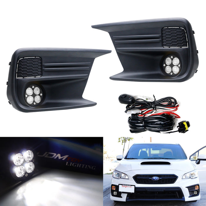 Clear Lens LED Wide Angle SAE Flood Beam Fog Light Kit For 18-21 Subaru WRX/STI