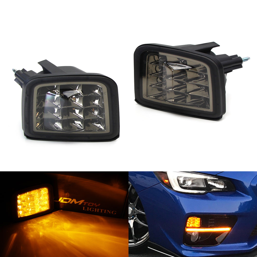 Smoked Lens Full Amber 12-LED Front Turn Signal Lamp Assy For 2015-21 Subaru WRX