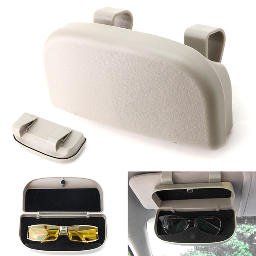 Grey Universal Fit Car Sun Visor Snap-On Clip Mount Eye Glasses Case Holder Box