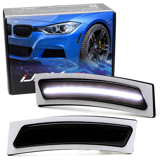 Smoke Lens White LED Bumper Reflex Replace Side Markers For BMW 16-19 3/4 Series