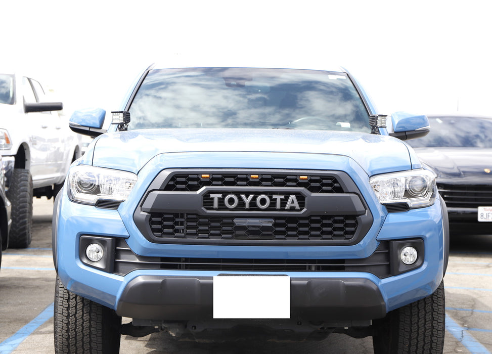 White LED A Pillar Driving Lights w/Amber Strobe Feature For 16-23 Toyota Tacoma