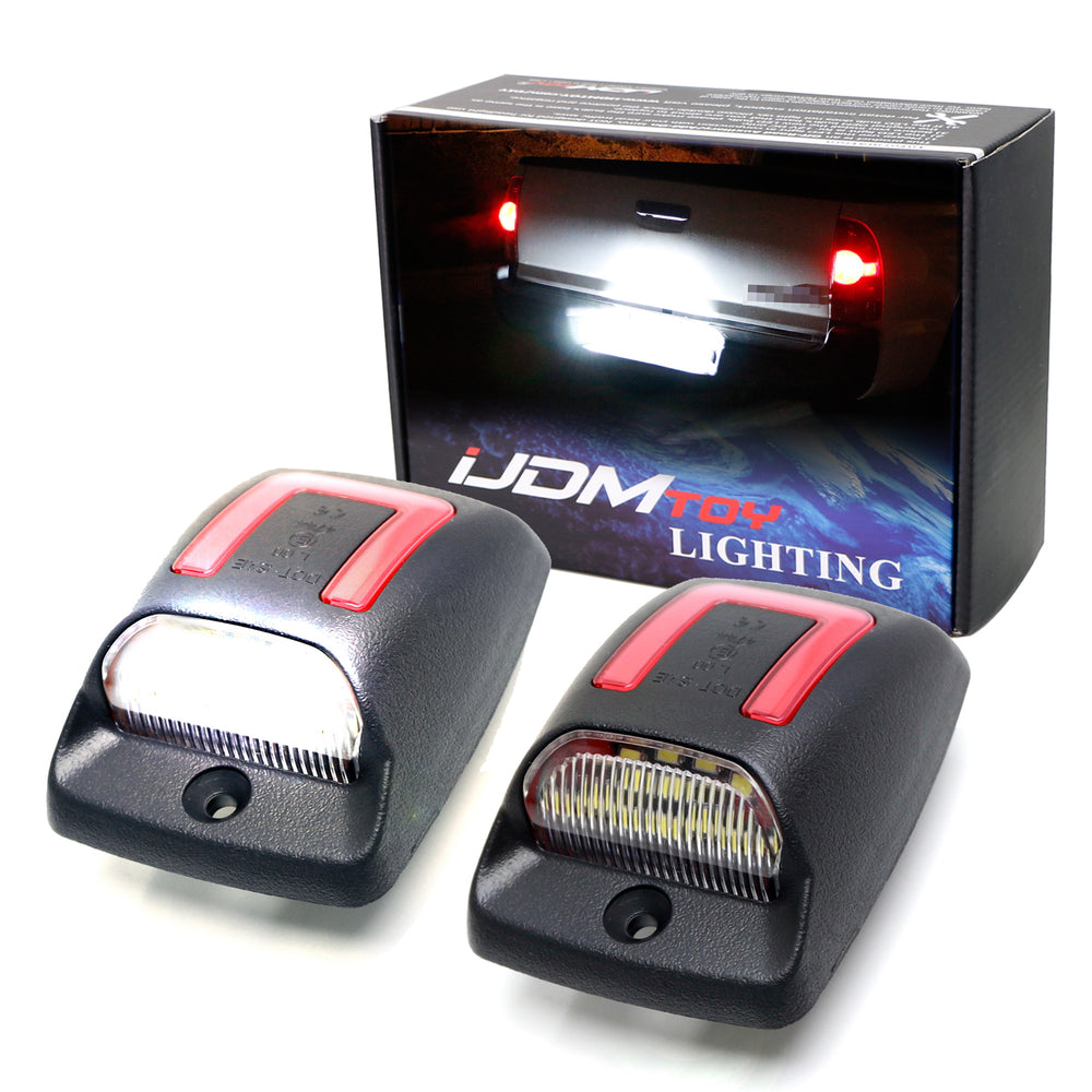 White 18-SMD LED License Plate Lamps w/ Red U-Shape Tail Light For Tacoma Tundra