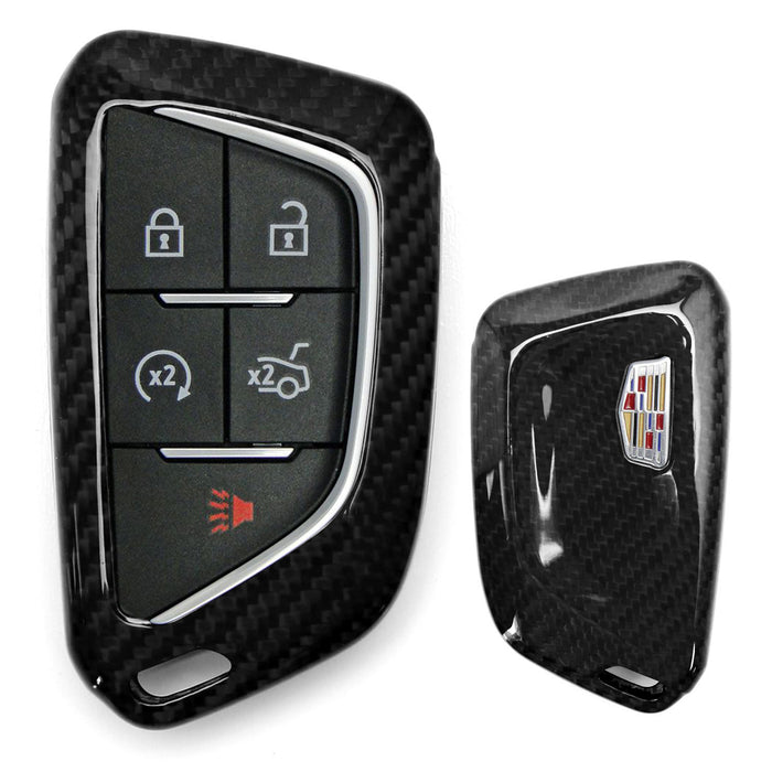 Real Black Carbon Fiber Smart Key Fob Cover For 20+ Cadillac ATS CT4 CT5 CT6 XT4