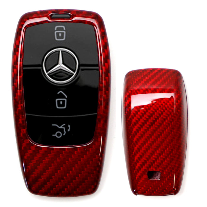 Real/Genuine Red Carbon Fiber Smart Key Fob Shell For Mercedes New A C E CLA CLS